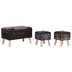 Koffertset Home ESPRIT Brun Multicolour Polyuretan Tr Vintage 7