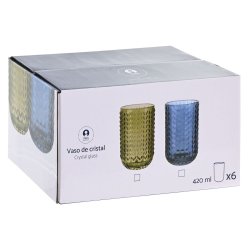 Glasset Home ESPRIT Grn Glas Med relief 420 ml (6 antal)