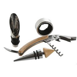 Set med Vintillbehr Home ESPRIT Naturell Bambu Rostfritt stl
