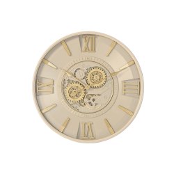 Vggklocka Home ESPRIT Beige Gyllene Glas Jrn 60 x 8 x 60 cm