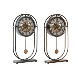 bordsklocka Home ESPRIT Svart Gyllene Vintage (2 antal)