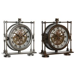 bordsklocka Home ESPRIT Gyllene Silvrig Vintage (2 antal)