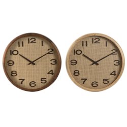 Vggklocka Home ESPRIT Brun Naturell Tr Rattan 40 x 5 x 40 cm (