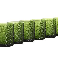 Glasset Home ESPRIT Grn Glas Med relief 300 ml (6 antal)