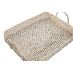 Uppsttning med Brickor Home ESPRIT Vit Naturell Bambu Rattan 45