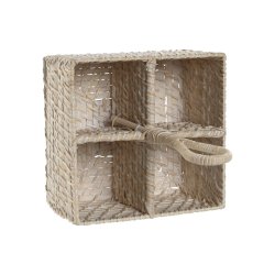 Bestickkorg Home ESPRIT Vit Naturell Bambu 19 x 19 x 27 cm