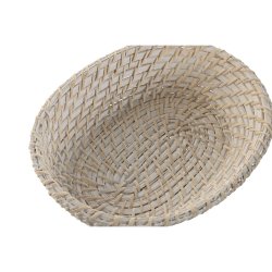 Korg - set Home ESPRIT Vit Naturell Bambu Rattan 29 x 22 x 7 cm