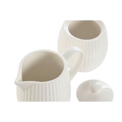 Mjlkkanna och sockerskl Home ESPRIT Vit Porslin 250 ml 12 x 7,