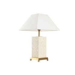 Bordslampa Home ESPRIT Vit Beige Gyllene 50 W 220 V
