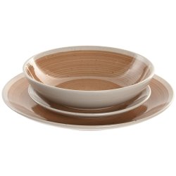 Matservis Home ESPRIT Vit Orange Stengods 18 Delar