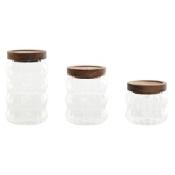 Uppsttning med 3 Burkar Home ESPRIT Transparent Naturell 550 ml