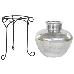 Vas Home ESPRIT Svart Silvrig Aluminium 45 x 45 x 95 cm