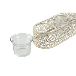 Ljusstakar Home ESPRIT Krm Metall Glas 31 x 7 x 5 cm