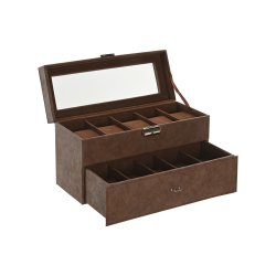 Smyckeskrin Home ESPRIT Brun Polyuretan Glas Tr MDF 27,5 X 11 X