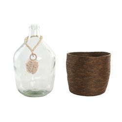 Vas Home ESPRIT Transparent Mrkbrun Glas Naturell Kolonial 26 x
