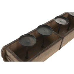 Ljusstakar Home ESPRIT Naturell Jrn Teak 60 x 15 x 14 cm
