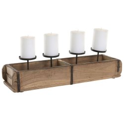 Ljusstakar Home ESPRIT Naturell Jrn Teak 60 x 15 x 14 cm