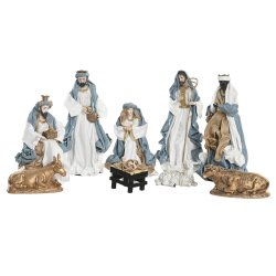 Julkrubba-set Home ESPRIT Bl Vit 20 x 15 x 30 cm (9 Delar)