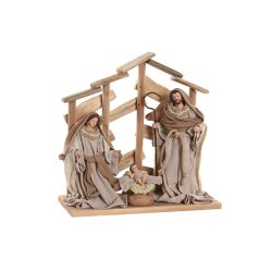 Julkrubba-set Home ESPRIT Brun Beige Tr MDF 30 x 15 x 30 cm