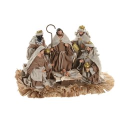 Julkrubba-set Home ESPRIT Brun Beige Harts 40 X 24 X 23,5 CM