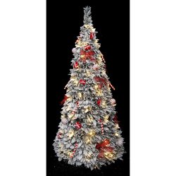 Julgran Home ESPRIT Vit Rd PVC Snfall