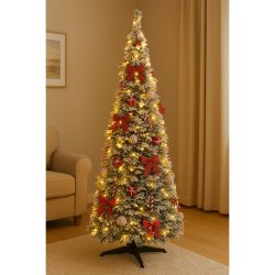 Julgran Home ESPRIT Vit Rd PVC Snfall