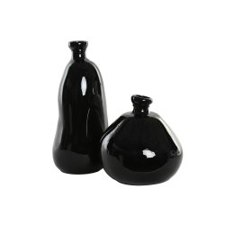 Vas Home ESPRIT Svart tervunnet glas 22 x 22 x 51 cm