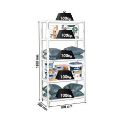 Bokhylla Simon Rack Comfort 5/300 Metall 5 Hyllor 500 kg (180 x