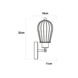 Vgglykta EDM 32105 Svart 60 W Vintage 220-240 V 11 x 16 x 32 cm