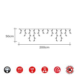 Gardinbelysning med LED EDM 71265 Icicle Easy-Connect 0,72 W 200