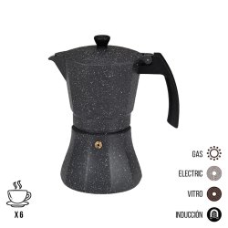 Italiensk Kaffepanna EDM Svart Aluminium 6 Koppar Induktionshll