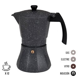 Italiensk Kaffepanna EDM Svart Aluminium 12 Csszk Induktionsh