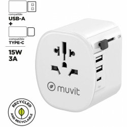 Vggladdare Muvit MCADP0006 15 W Vit