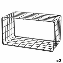 Flerfunktionell frvaring Inde Svart 34 x 19 x 18 cm Galler (2 a