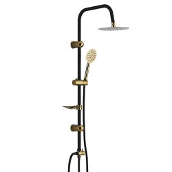 Duschpelare Fontastock Svart Gyllene Rostfritt stl ABS Kromad