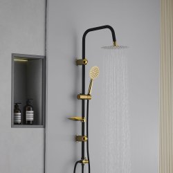 Duschpelare Fontastock Svart Gyllene Rostfritt stl ABS Kromad