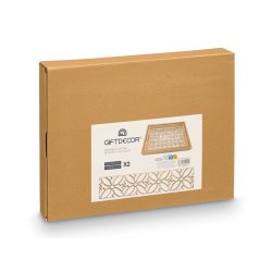 Uppsttning med Brickor Gift Decor Brun Transparent Tr Glas Blo