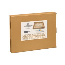 Uppsttning med Brickor Gift Decor Brun Transparent Tr Glas Fyr