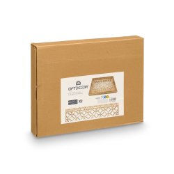 Uppsttning med Brickor Gift Decor Brun Transparent Tr Glas Cir