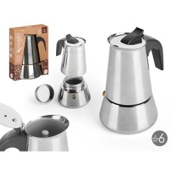 Italiensk Kaffepanna Kinvara S12AA-6T Svart Silvrig Stl 6 Koppa