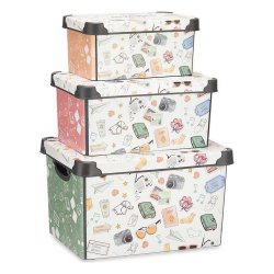 Set med stapelbara frvaringsldor Kipit Memories Plast 29 x 23,
