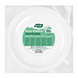 Set med teranvndbara tallrikar Algon Rund Vit Plast 22 x 22 x