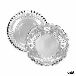 Snacksbricka Algon Silvrig Rund 23 x 23 x 1,5 cm (48 antal)