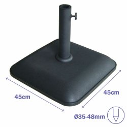 Parasollfot Marbueno Svart 45 x 7 x 45 cm Fyrkantig