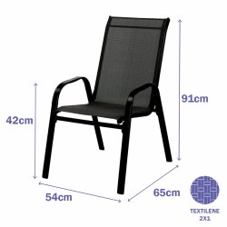 Kerti szk Marbueno Svart Stl 54 x 91 x 65 cm