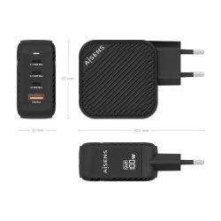 Vggladdare Aisens ASCH-100W4P029-BK 100 W Svart (1 antal)