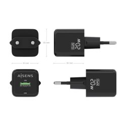 Vggladdare Aisens ASCH-20W2P011-BK 20 W Svart (1 antal)