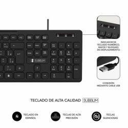 Numeriskt tangentbord Subblim SUBKBC-0SSK50 Svart Qwerty Spanska