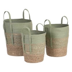 Korgset 42 x 42 x 48 cm Mint Naturliga fibrer (3 Delar)