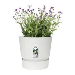 Blomkruka med fat Elho Greenville  39 x 36,8 cm Rund Vit Plast